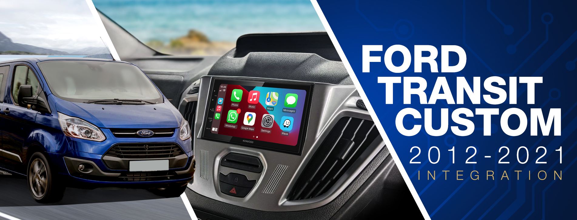 Pioneer Apple CarPlay Stereo Radio Dash install kit for Ford Transit  2015-2018 