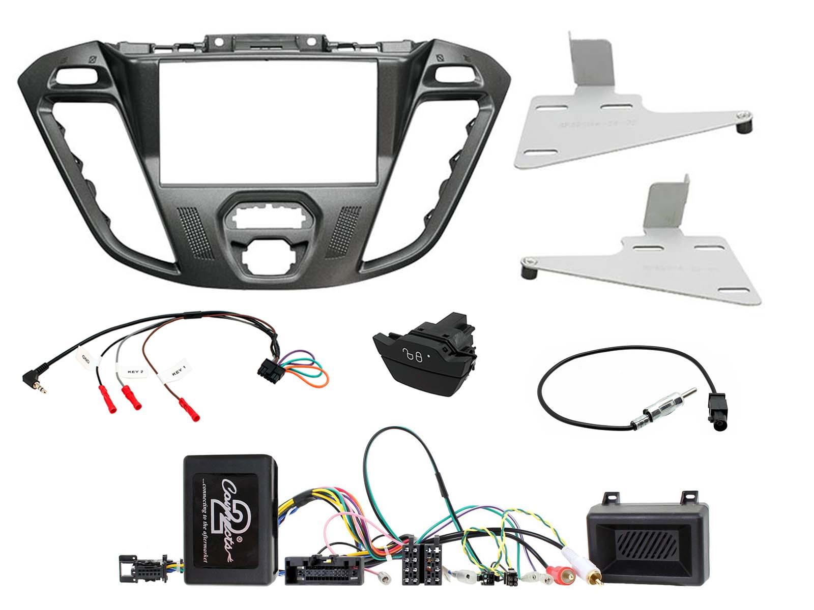Ford Transit V363 2015 On Car Stereo GREY Fascia Panel & Steering Interface Kit 